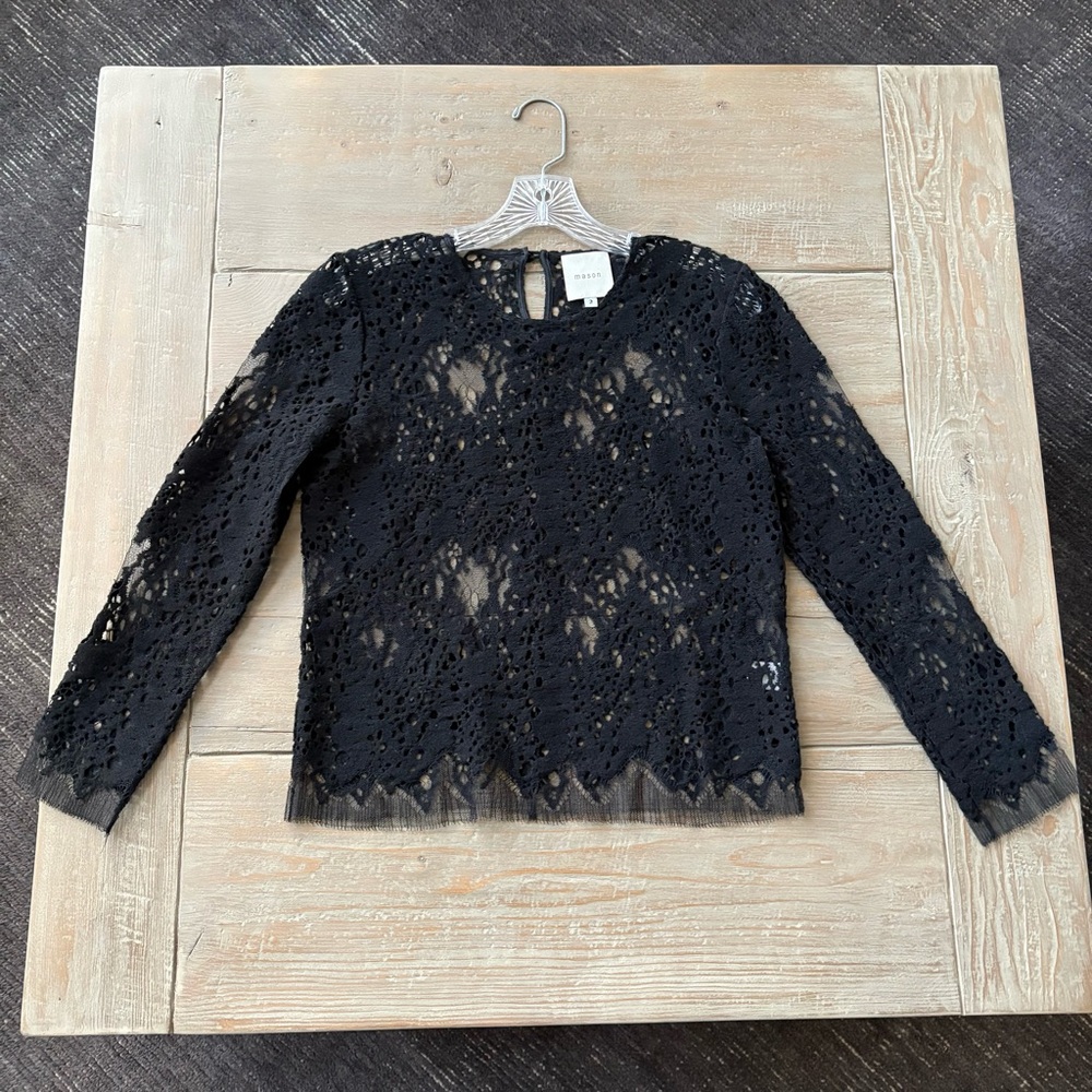 Mason Black Lace Wool Blend Top